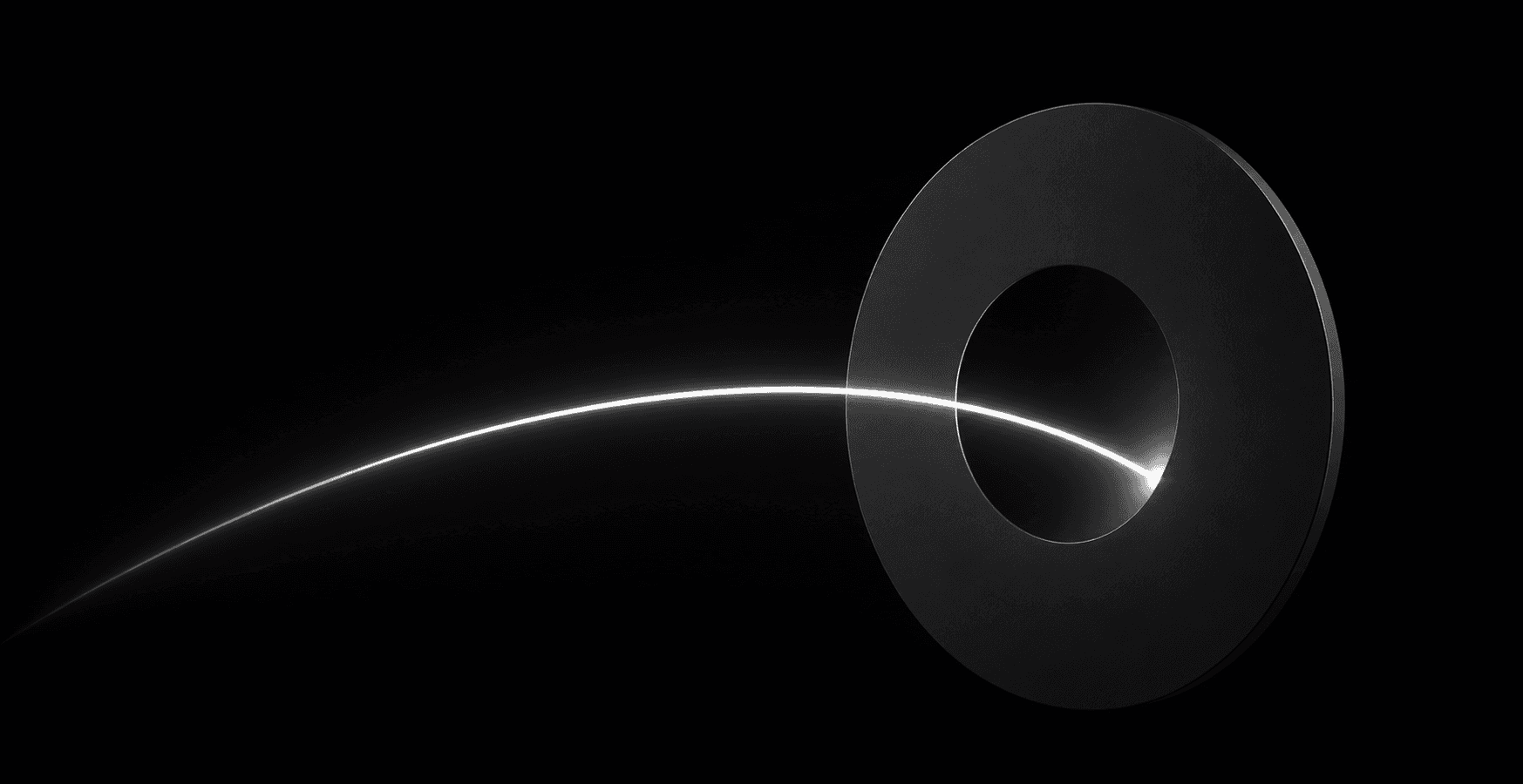 A single luminous signal passing through a dark precision aperture